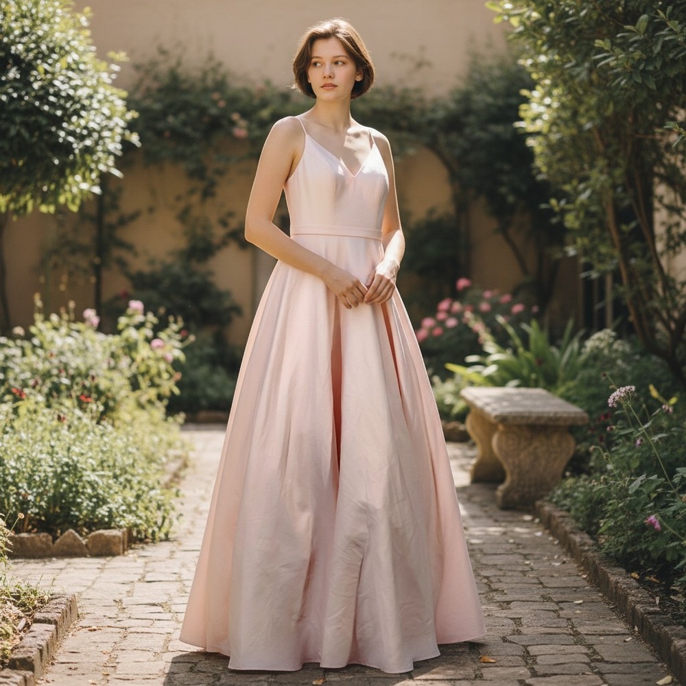 Mac Duggal Ball Gown Pink V-Neck Pockets Formal Princesscore Women Size 6
